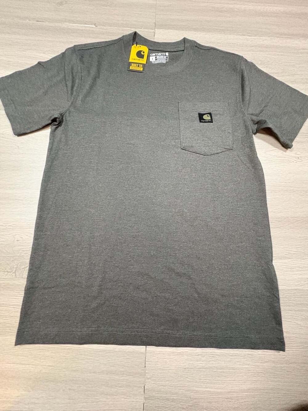 Carhartt Irvine Relaxed Fit T-Shirt Size S Carbon Heather Block Camo Pocket